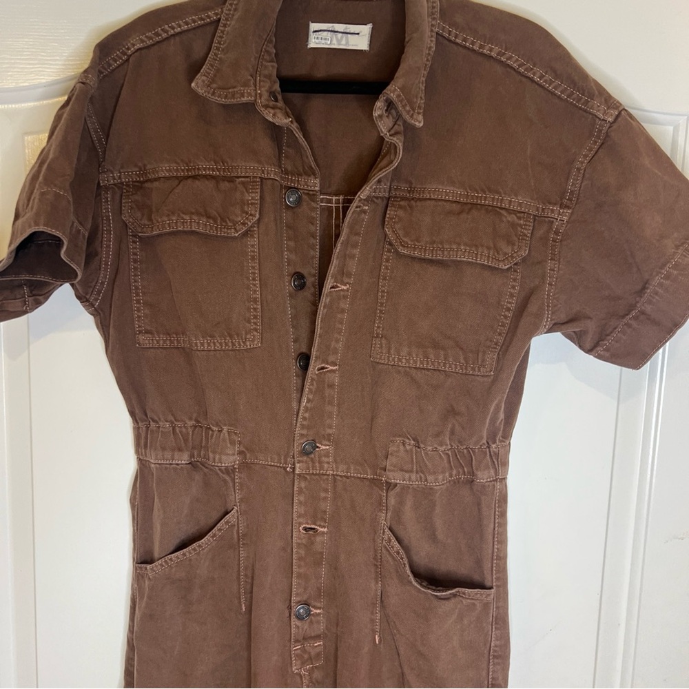 Free People We The Free Marci Coverall Jumpsuit Brown Women’s Size MEDIUM - Picture 8 of 16